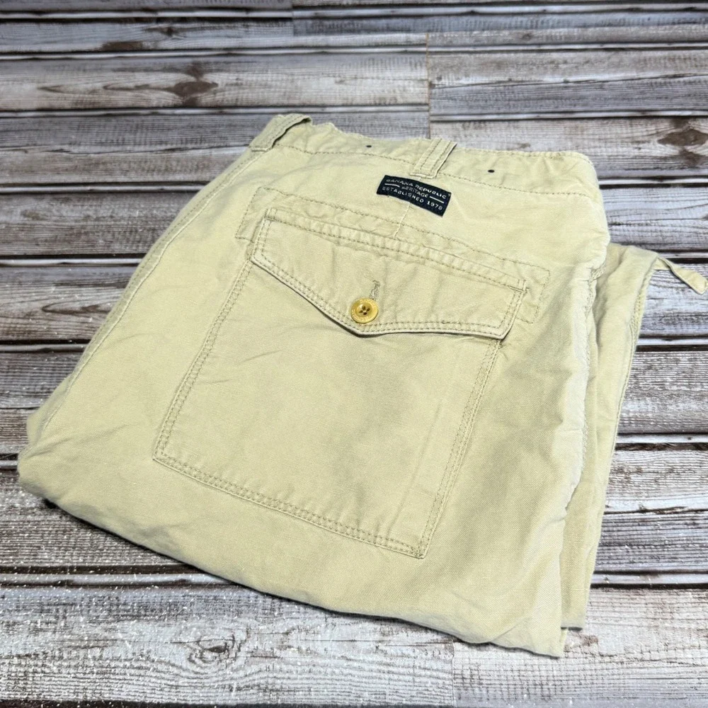 Banana Republic‎ Heritage Pants Mens 30x30 Actual Tan Linen Straight Leg Casual